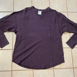 OFFLINE by Aerie Waffle Knit Long Sleeve Top Sz XS Cool Berry NWOT!